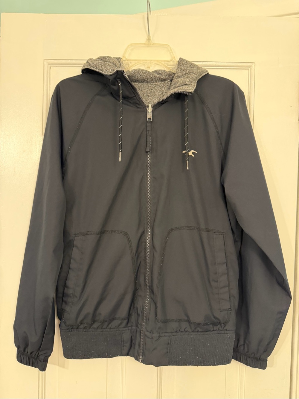 Hollister Men’s Reversible Hooded Zip-Up Windbreaker Jacket - Gray